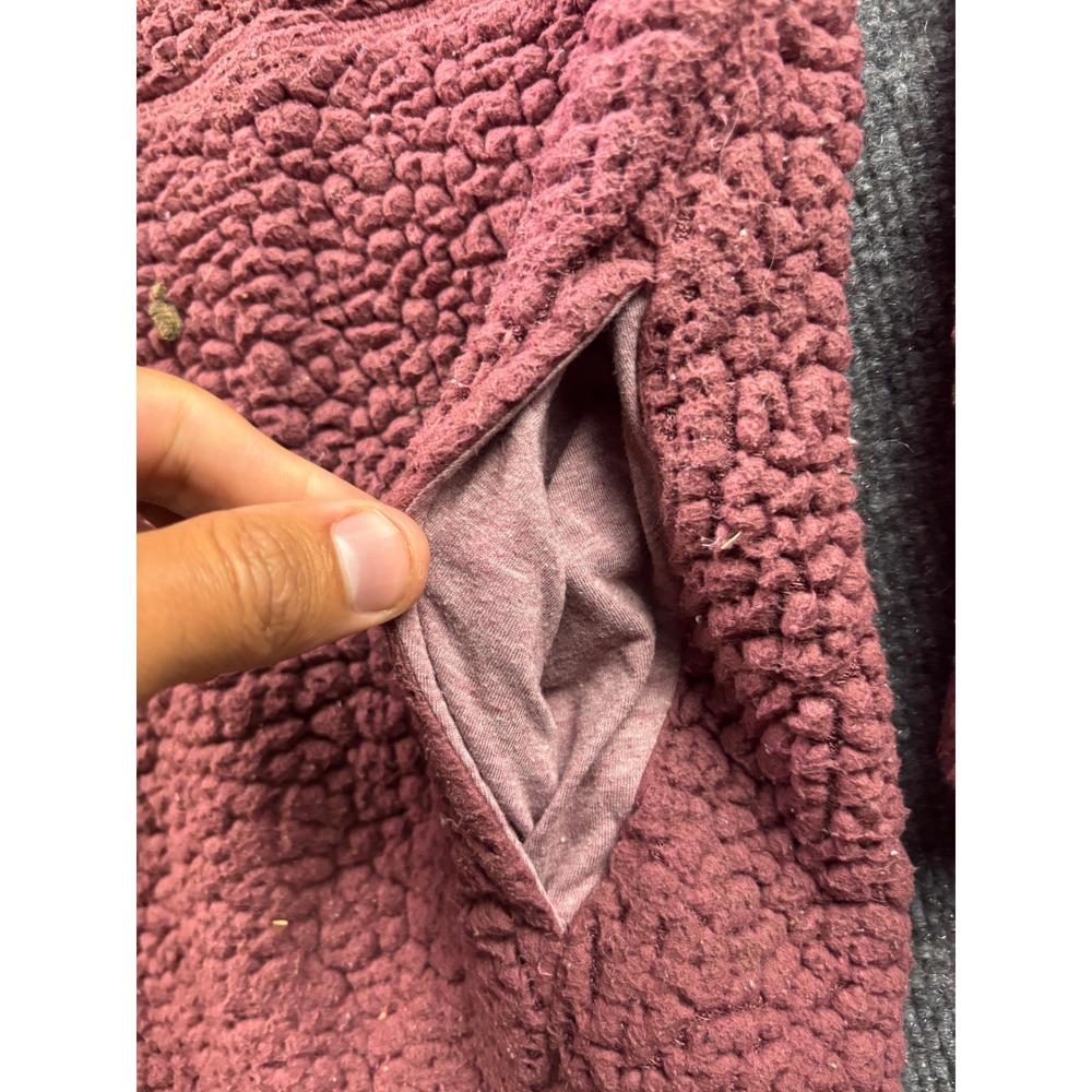prAna Sherpa Fleece Pullover Hoodie Womens Size M Pink Half Zip Kangaroo Pocket - Picture 6 of 8